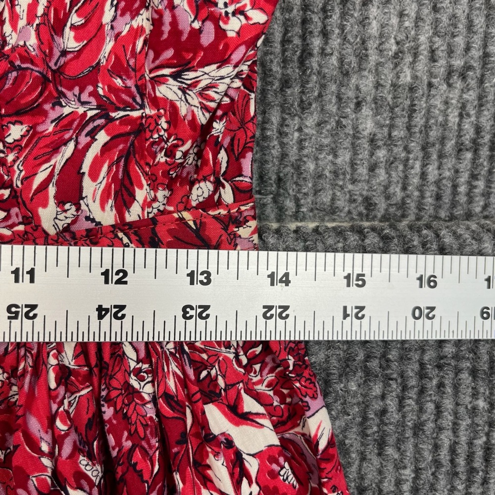 Vtg 50s 60s Kay Whitney Dress Womens XS Red Floral Fit Flare Belted - Picture 12 of 15